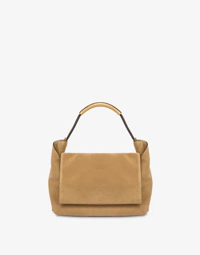 Moschino Braided Suede Handle Me Bag In Sand