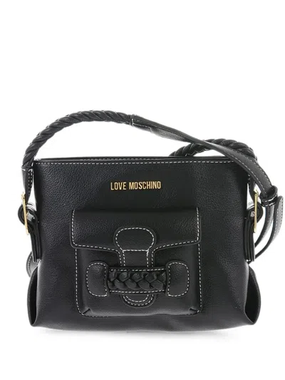 Moschino Braided-detail Contrasting-stitch Tote Bag