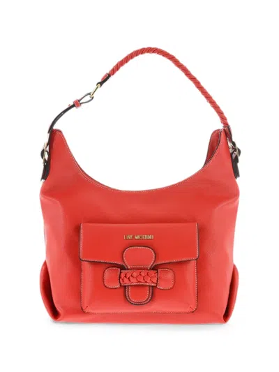 Moschino Braided-handle Bucket Bag In Red