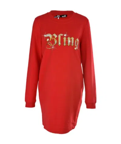 Moschino Brand Logo Dress In Red