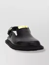 Moschino Brand Logo Flat Sandals With Gold Hardware