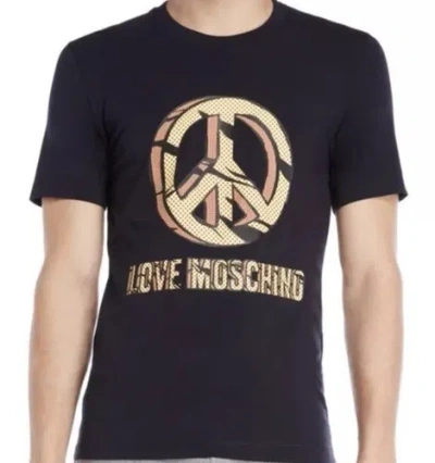 Pre-owned Moschino Brand New- Love  Peace & Love Logo T-shirt Mens (size Xl) In Black