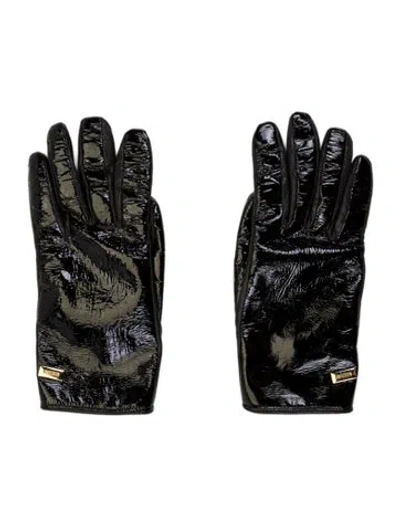 Pre-owned Moschino Branded Leather Gloves In Multi