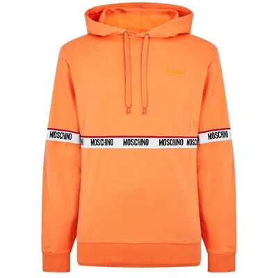 Pre-owned Moschino Branded Taped Chest Orange Hoodie