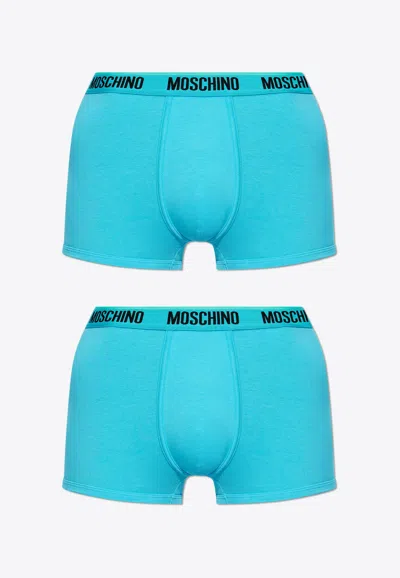 Moschino Branded Waistband Boxers - Set Of 2 In Blue