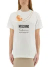 Moschino Oversized Cotton T-shirt With Playful Croissant Print In White