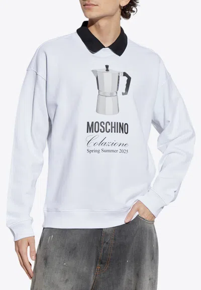 Moschino Breakfast Logo Sweatshirt In White