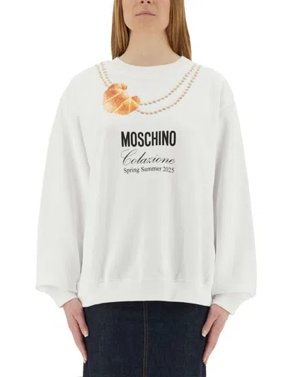 Moschino Breakfast Sweatshirt Regular Fit In White