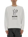 Moschino Morning Graphic Print Crew Neck Sweatshirt In White