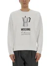 Moschino Morning Graphic Print Crew Neck Sweatshirt In White