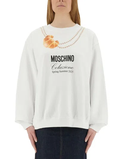 Moschino Breakfast Sweatshirt Regular Fit In White