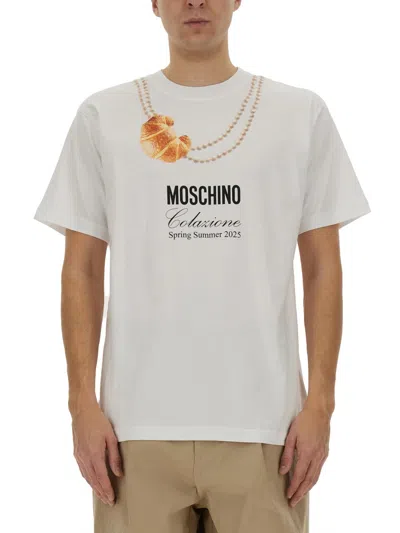 Moschino Breakfast T-shirt With Necklace For Men In White
