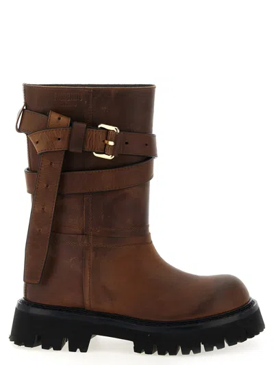 Moschino 'brick' Boots In Brown
