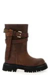 Moschino 'chunky Sole' Ankle Boots With Buckle And Strap In Brown