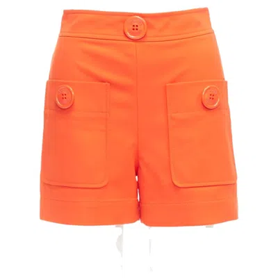 Pre-owned Moschino Bright Orange Oversized Buttons High Waist Wide Leg Shorts It38 Xs