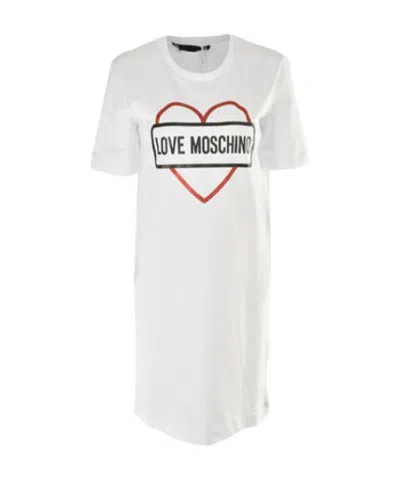 Moschino Bright Pink Bling Love Dress In White