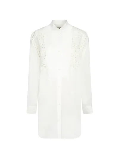 Moschino Broderie-anglaise Bib-detail Mini Shirt Dress In Black