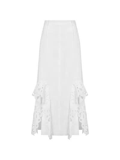 Moschino Broderie-anglaise Maxi Skirt In White