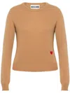 Moschino Heart-motif Crew-neck Jumper In Brown