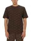 Moschino Couture T-shirt With All Over Logo In Brown