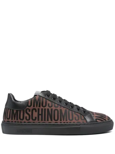 MOSCHINO MOSCHINO BROWN ALL OVER LOGO SNEAKERS