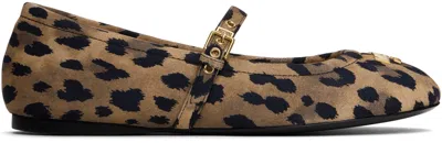 Moschino Brown & Black Metal Logo Ballerina Flats In 300 Brown Leopard