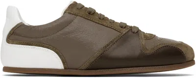 Moschino Brown & White Tennis Sneakers In Forest//dk Bron/whte