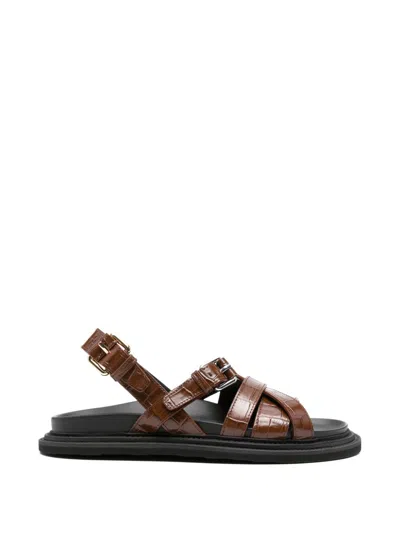 Moschino Buckle-strap Flat Sandals In Brown