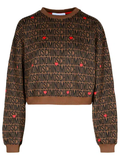 Moschino Brown Cotton Blend Sweatshirt