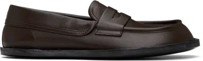 Moschino Brown Desert College Loafers In Dark Brown