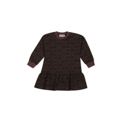 Moschino Kids' Brown Dress For Baby Girl With Logo