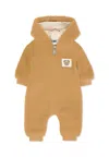Moschino Brown Faux Fur Coat For Babykids With Teddy Bear In Brown