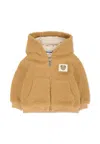 Moschino Brown Faux Fur Coat For Babykids With Teddy Bear In Brown