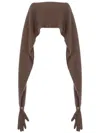 Moschino Deconstructed Glove Wool Blend Cardigan In Brown