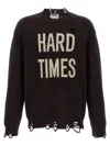 Moschino Distressed Ribbed Sweater With Cuffs And Hem In Brown