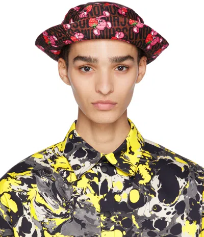 Moschino Brown Illustrated Animals Bucket Hat In A1888 Fantasy Print