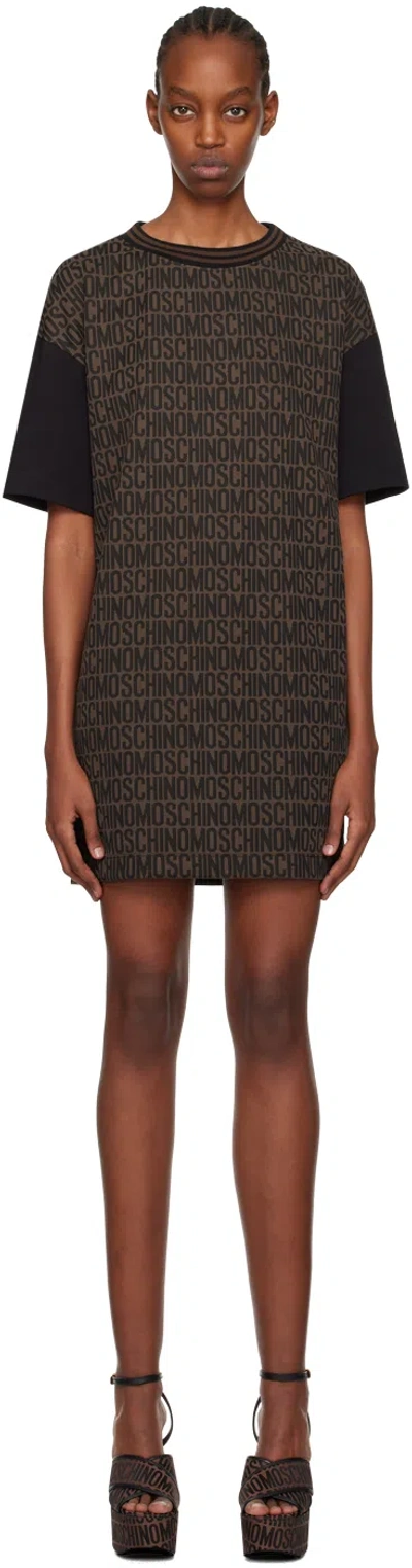 Moschino Brown Jacquard Minidress In A3103 Brown