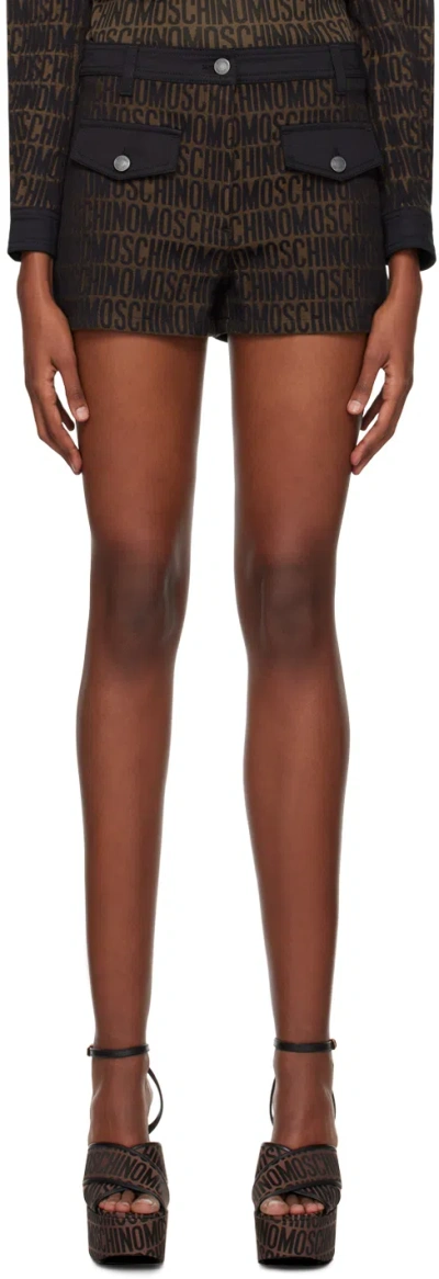 Moschino Logo-jacquard Short Shorts In A3103 Brown