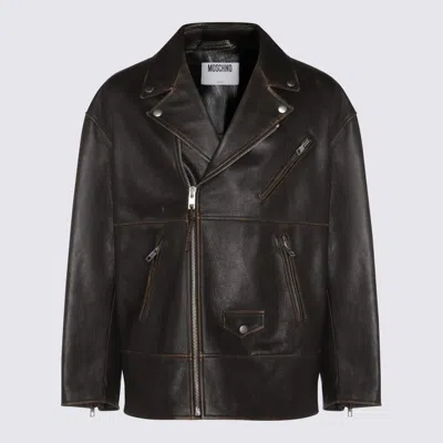 MOSCHINO BROWN LEATHER JACKET