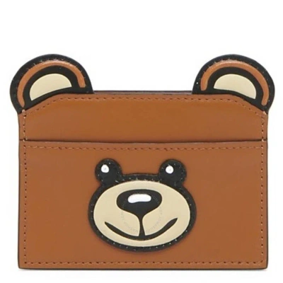 Moschino Brown Leather Teddy Bear Card Holder