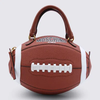 Moschino Brown Leather Top Handle Bag