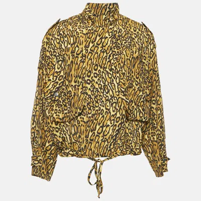 Pre-owned Moschino Brown Leopard Print Oversized Shirt L