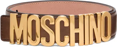 Moschino Brown Logo Hardware Belt In Pattern