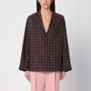Moschino Couture Printed Silk Shirt In Brown