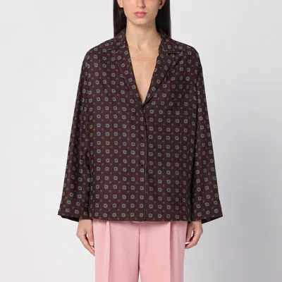 MOSCHINO BROWN SILK PATTERNED SHIRT