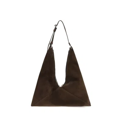 Moschino Brown Suede Leather Shoulder Bag In White