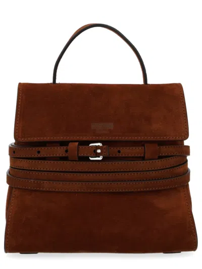 Moschino Brown Tie Me Mini Satchel
