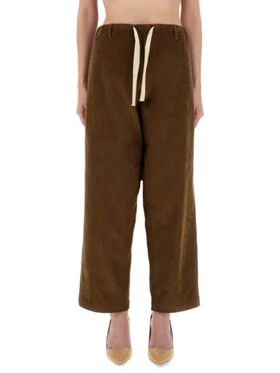 Moschino Brown Wide-leg Corduroy Pants With Drawstring Waist