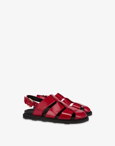 Moschino Brushed Calf Sandals In Red