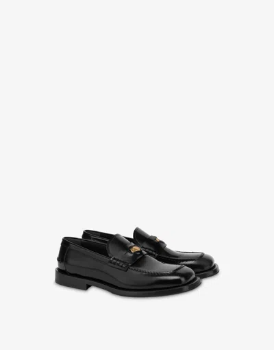 Moschino Brushed Calfskin Loafers In Black